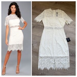 Lulu's Cream Lace Midi Dress